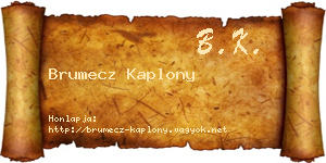 Brumecz Kaplony névjegykártya
